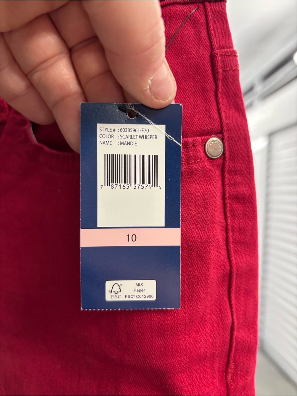 NWT Bandilino Mandie Scarlet Red Straight-Leg Denim Jeans Stretch Perfect Fit 10 - Picture 3 of 16
